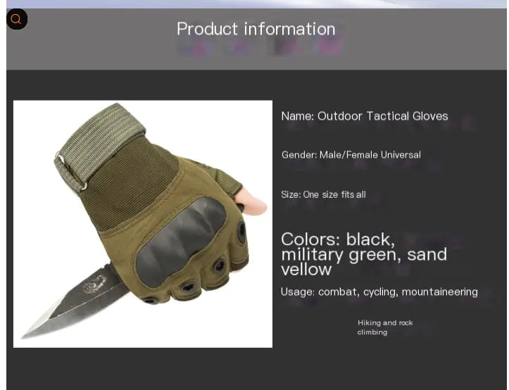 Men's Half Finger Tactical Gloves