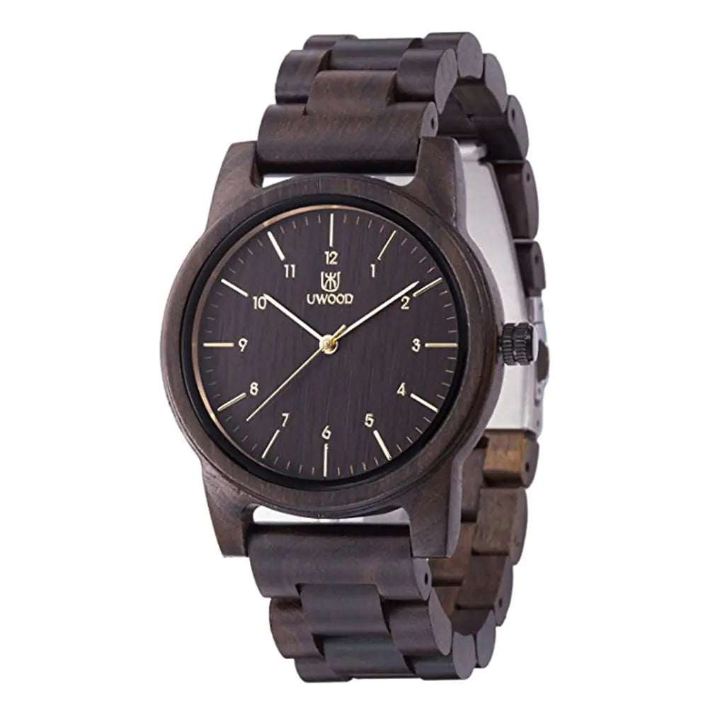 Men's Wooden Quartz Watch in Black Sandalwood
